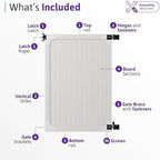 wambam cambridge privacy gate, white vinyl no dig, side view