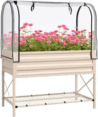 outsunny raised garden bed with cover and storage, main product view