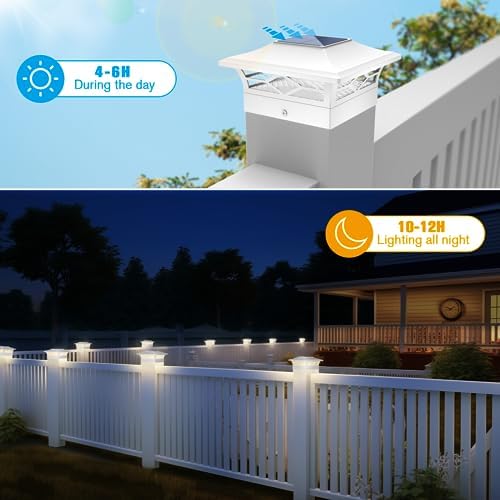 jofios solar fence post lights 6pack, cap lights shown in use