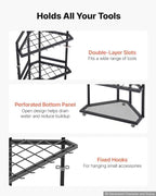 vevor garden tool organizer for corner, 17 slots, close-up detail