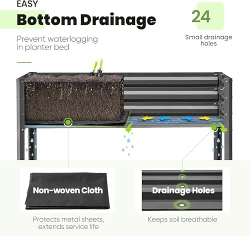 king bird large raised garden bed with legs, side view