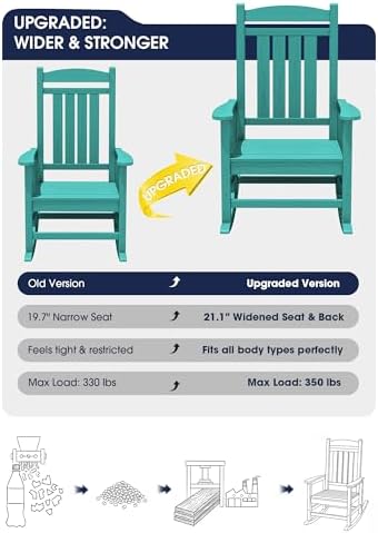 kingyes oversized outdoor rocking chair for adults, porch, side view