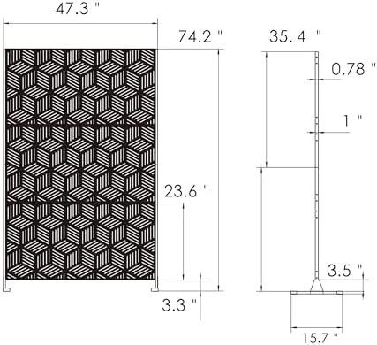 kozyard metal privacy screen 74" h x 47.2" shown in use