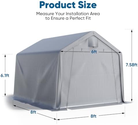 quictent 8x8ft storage shelter portable shed with roll-up shown in use