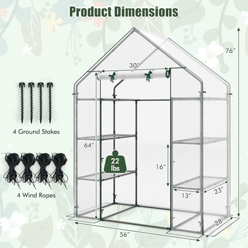 giantex walk-in greenhouse, 4 tier 8 shelves, portable, view 9