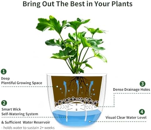 melphoe self watering hanging planters indoor flower pots showing dimensions
