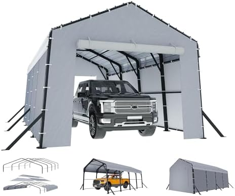 jocisland 12x20x10.5 ft metal carport with waterproof removable, view 9
