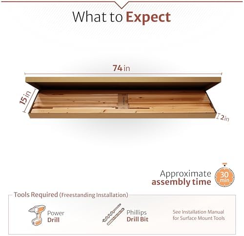 enclo slatted freestanding/surface mounted privacy screen, cedar wood, front angle view