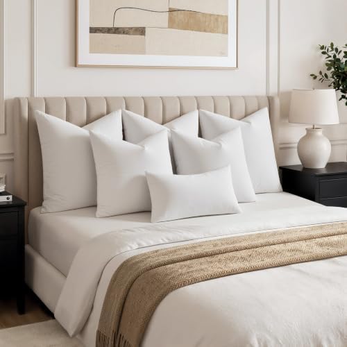 miulee 26x26 euro pillow inserts, set of 2 shown in use