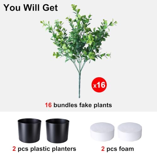 fake potted plants artificial plants for front door, side view