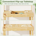 giantex potting bench, outside solid wood potting table, close-up detail