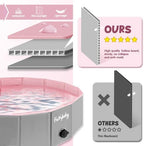 Furrybaby Foldable Dog Pool Non-Slip Hard Bath Tub Indoor Outdoor Pets Kids | Collapsible rigid dog pool with non-slip PVC, durable hard plastic tub, portable indoor & outdoor use for pets and kids, pink