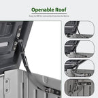 macrout 50 cu ft outdoor storage cabinet, waterproof showing dimensions