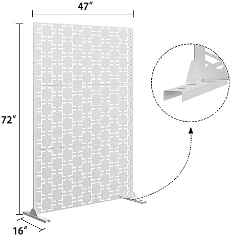 elevens metal outdoor privacy screen, freestanding outdoor divider, close-up detail
