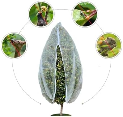 drawstring & zipper fruit tree netting cover on a desk or shelf