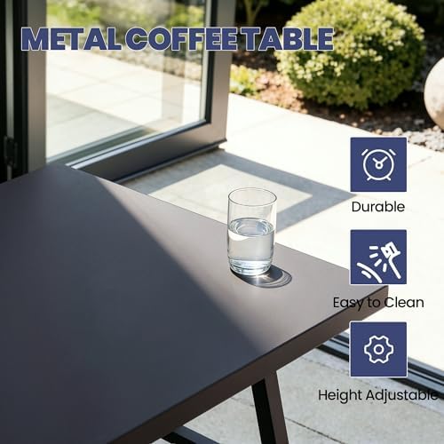 kullavik 4 piece metal outdoor patio furniture set, side view