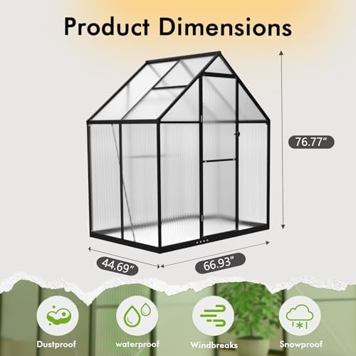 5.5x4ft greenhouse with thermometers, small greenhouse for outdoors, front angle view
