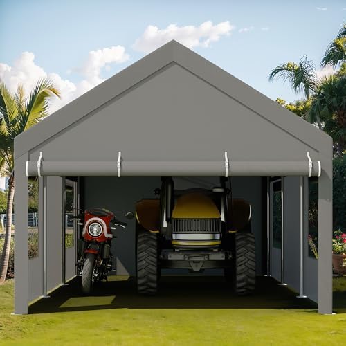 jy qaqa carport, 12x20 ft heavy duty carport, front angle view