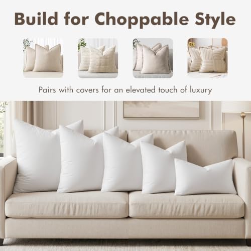 miulee 22x22 pillow inserts, set of 2 feather, close-up detail