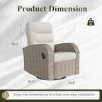 layinsun oversized wicker outdoor swivel glider recliner with shown in use