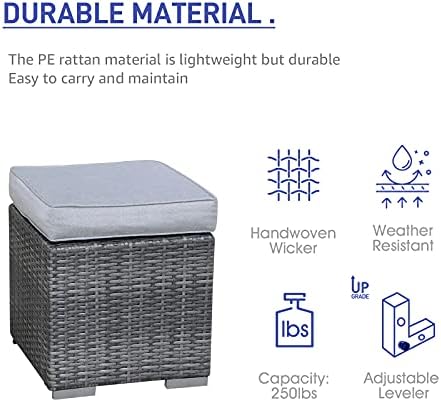 patiorama 2 pieces assembled outdoor patio ottoman, grey, package contents