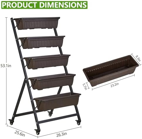 vecelo 5-tier vertical garden bed, freestanding elevated raised, package contents
