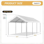 aoxun 10x20 ft heavy duty carport, adjustable height on a desk or shelf