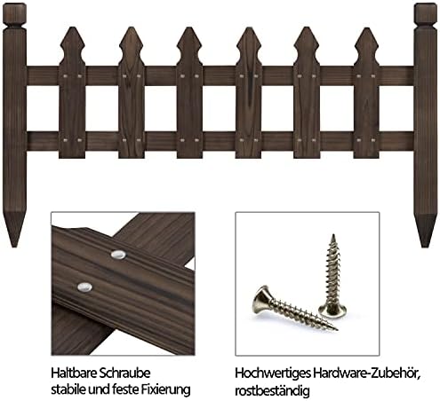 topeakmart 177.5in picket fence for garden, wooden fence, front angle view