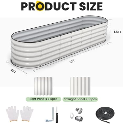 pattiumo galvanized raised garden bed 8×2×1.5 ft, round on a desk or shelf