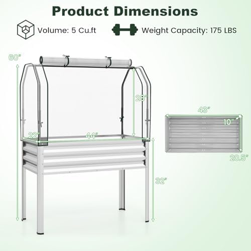 giantex raised garden bed with legs & greenhouse, view 9
