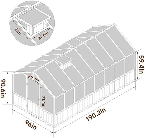 bluewish 8x16ft wood greenhouse, greenhouses with cedar frame shown in use