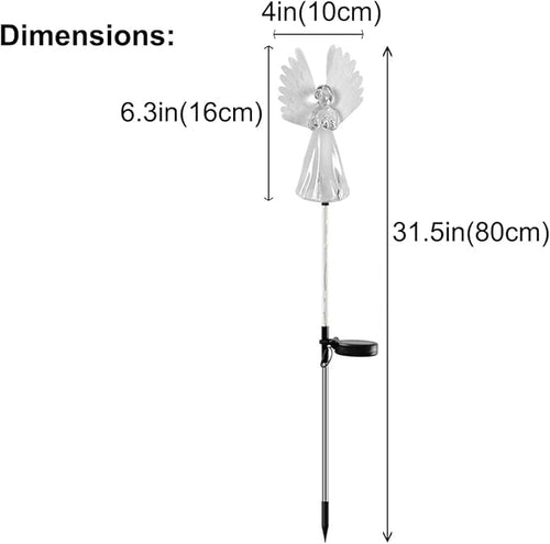 2 Pack Solar Angel Lights Outdoor Decor, Decorative Color Changing Waterproof LED Angel Stake Lights for Cemetery Grave Garden Patio Yard Art Lawn Decoration, Grave Markers, Memorial Gifts