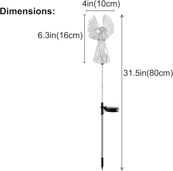 4 Pack Solar Angel Lights Outdoor Decor, Decorative Color Changing Waterproof LED Angel Stake Lights for Cemetery Grave Garden Patio Yard Art Lawn Decoration, Grave Markers, Memorial Gifts