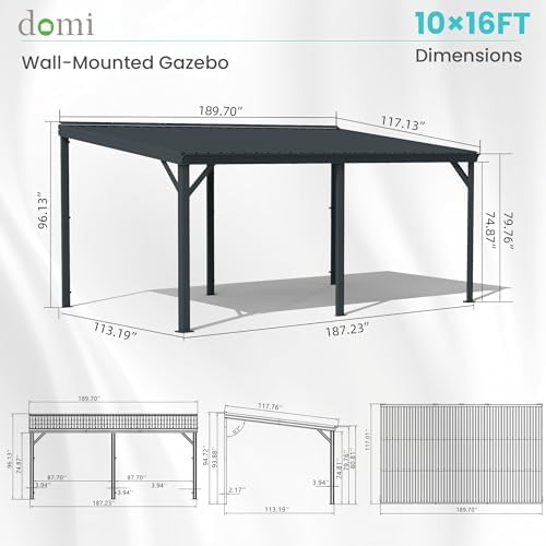 domi 10'x 16' lean to gazebo,outdoor gazebo pergola shown in use