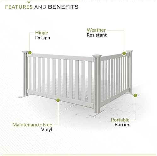 zippity davidson portable event fence, white vinyl freestanding, close-up detail
