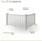 zippity davidson portable event fence, white vinyl freestanding, close-up detail