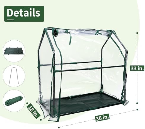 proworx mini greenhouse 36"×18"×33" small greenhouse seed starting shown in use