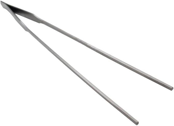 LGEGE 2pcs Long Handle Stainless Steel Straight and Curved Tweezers Nippers for Garden, Kitchen, Indoors and Outdoors
