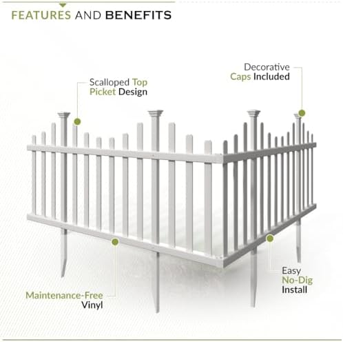 zippity madison picket fence panels, white vinyl diy, close-up detail