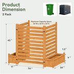 aoxun air conditioner fence, 3-panel wood privacy screen, front angle view