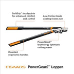 fiskars 32” powergear2 garden bypass loppers, 2" cut shown in use