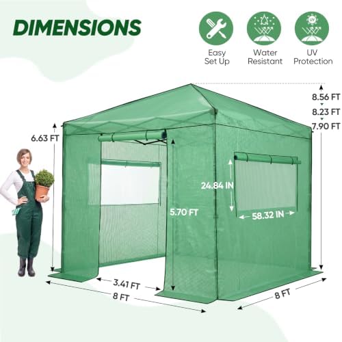 eagle peak 8x8 easy setup pop up greenhouse, close-up detail