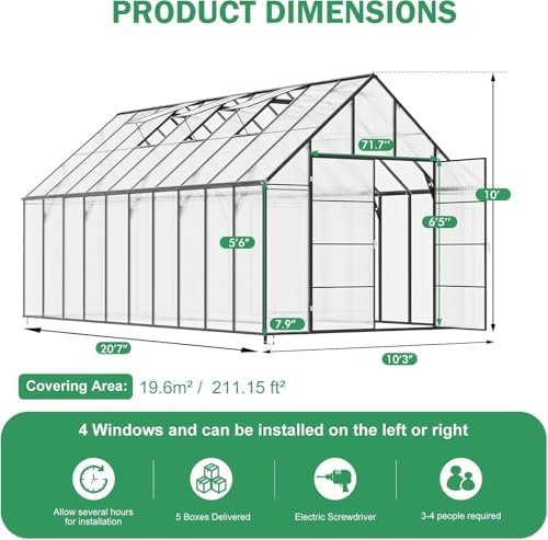 cdcasa 10x20 ft greenhouse for outdoors, large easy on a desk or shelf
