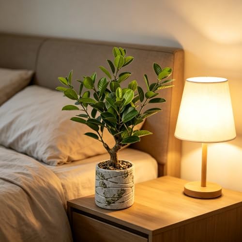 20.5 inch artificial ficus tree in cement pot, view 9