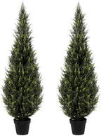 artificial cedar topiary trees, 5 ft uv resistant, front angle view