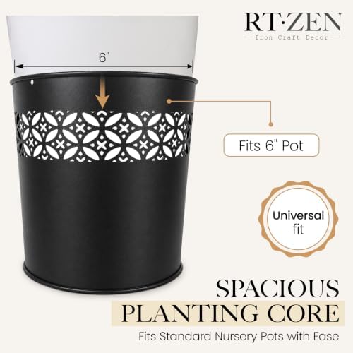 rtzen 2-pack garden planter pots with chain hangers, front angle view