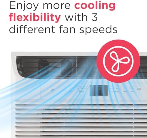 frigidaire 6,000 btu window air conditioner with remote on a desk or shelf