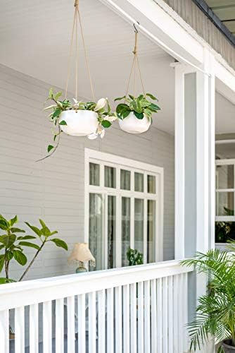mkono ceramic hanging planters for indoor plants, 8", close-up detail