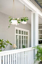 mkono ceramic hanging planters for indoor plants, 8", close-up detail