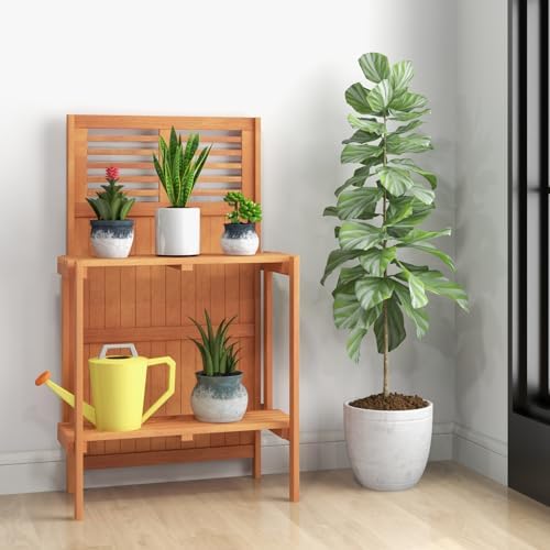 giantex folding potting bench, 2-tier gardening workstation w/storage on a desk or shelf